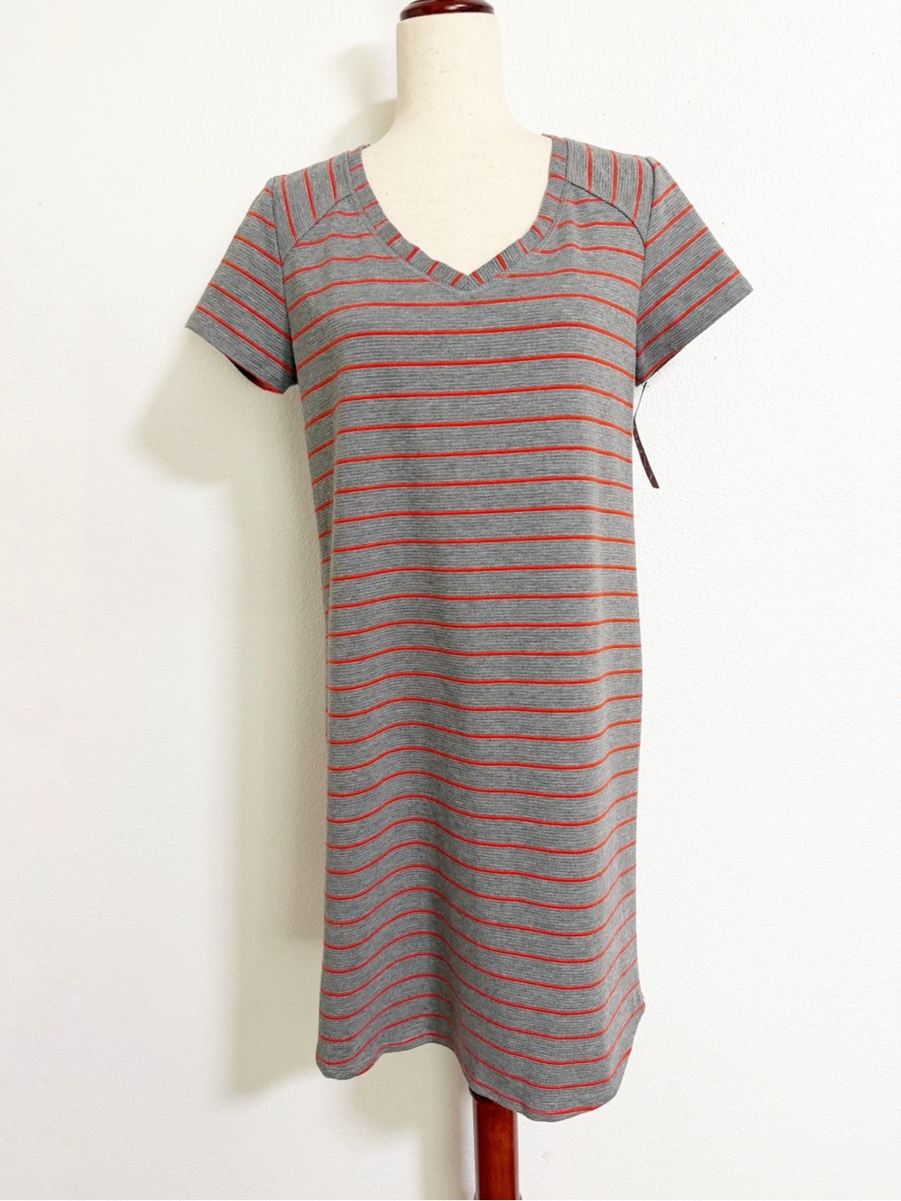 NEW Merona Striped V Neck Ribbed T-Shirt Dress